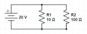 What is the current flowing through resistor R1 in the circuit below